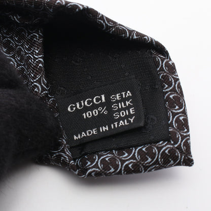 総柄 ネクタイ シルク ダークブラウン ライトブルー グッチ 財布・小物 GUCCI