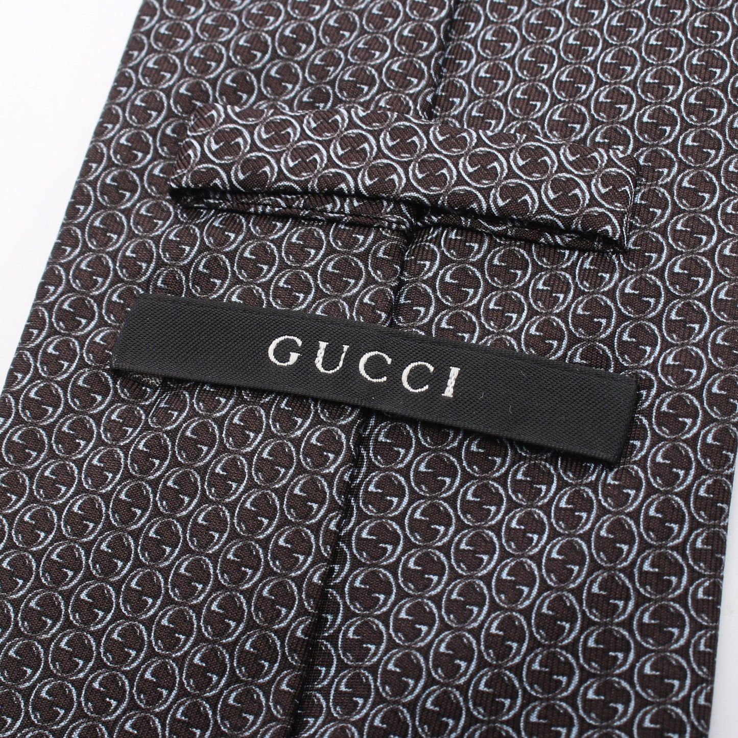 総柄 ネクタイ シルク ダークブラウン ライトブルー グッチ 財布・小物 GUCCI