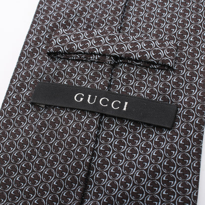 総柄 ネクタイ シルク ダークブラウン ライトブルー グッチ 財布・小物 GUCCI
