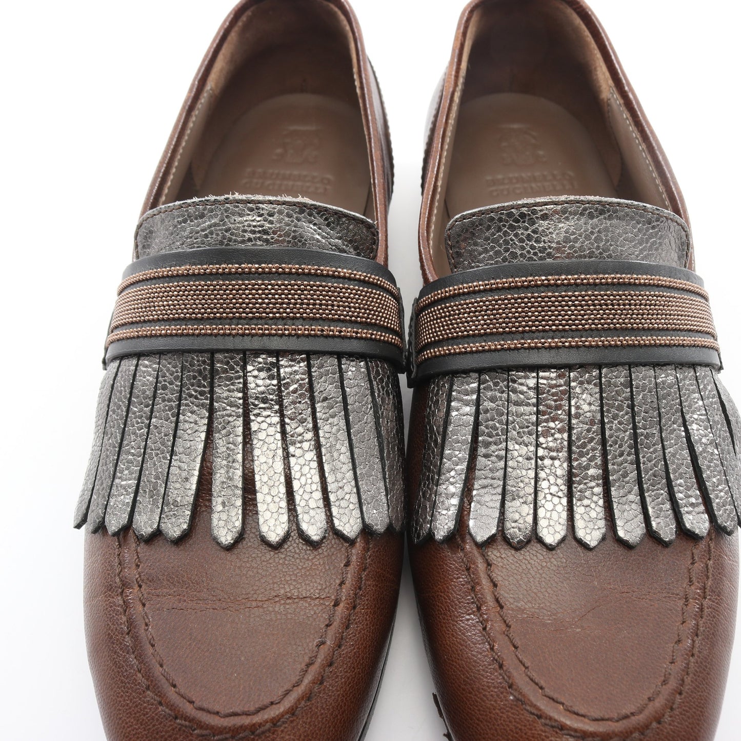 フリンジ ローファー カジュアルシューズ レザー ダークブラウン ブルネロクチネリ シューズ BRUNELLO CUCINELLI