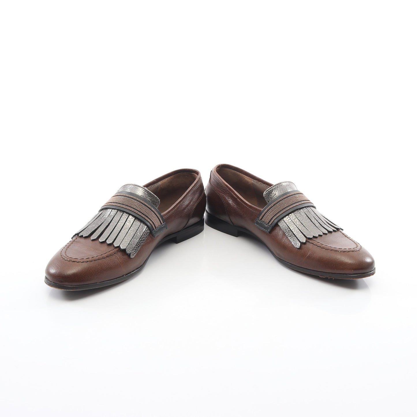 フリンジ ローファー カジュアルシューズ レザー ダークブラウン ブルネロクチネリ シューズ BRUNELLO CUCINELLI