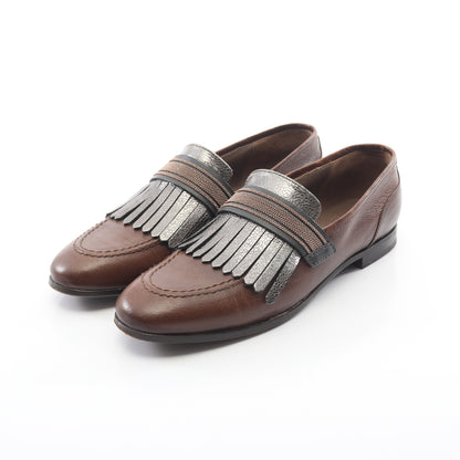 フリンジ ローファー カジュアルシューズ レザー ダークブラウン ブルネロクチネリ シューズ BRUNELLO CUCINELLI