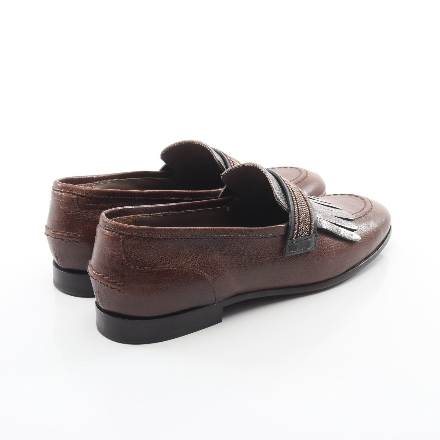 フリンジ ローファー カジュアルシューズ レザー ダークブラウン ブルネロクチネリ シューズ BRUNELLO CUCINELLI