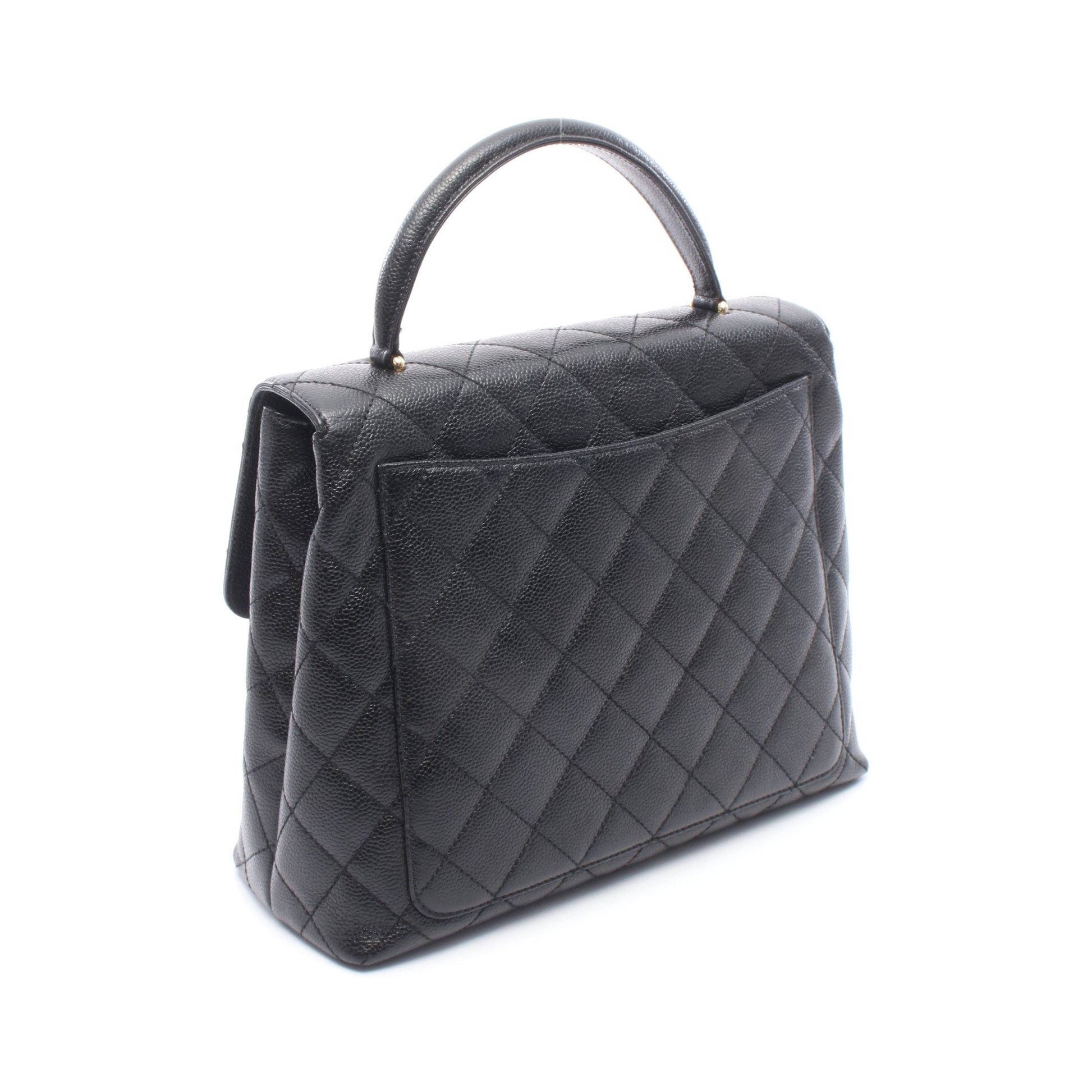 マトラッセ ハンドバッグ キャビアスキン ブラック ゴールド金具 シャネル バッグ CHANEL