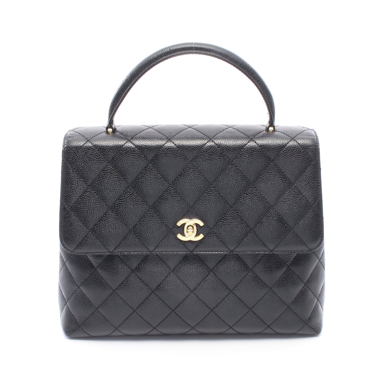 マトラッセ ハンドバッグ キャビアスキン ブラック ゴールド金具 シャネル バッグ CHANEL
