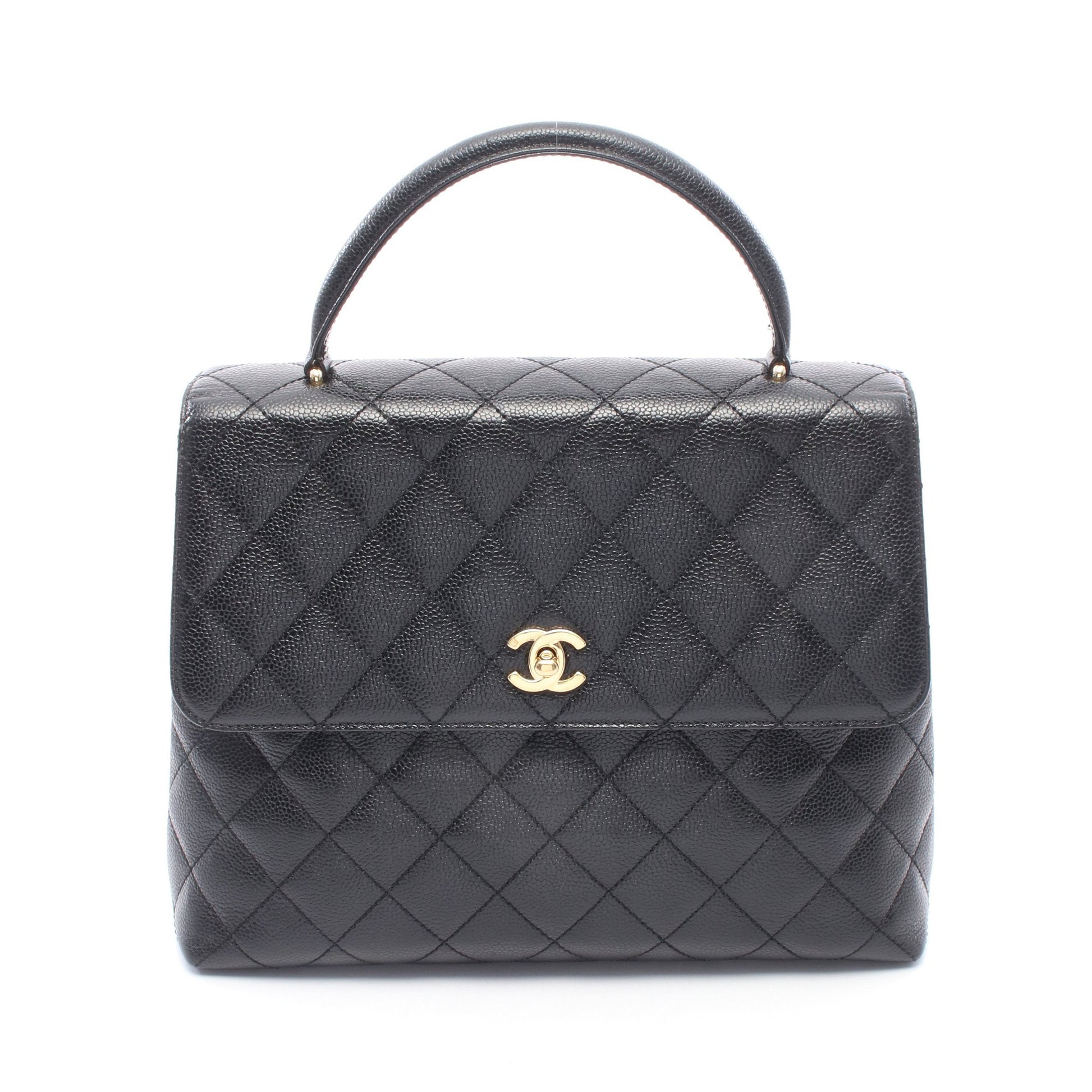 マトラッセ ハンドバッグ キャビアスキン ブラック ゴールド金具 シャネル バッグ CHANEL