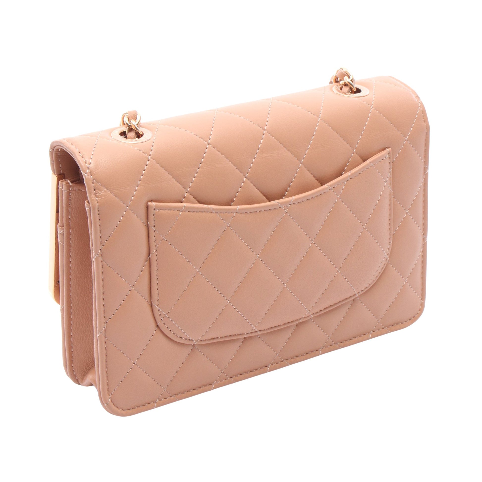 マトラッセ チェーンウォレット ラムスキン ピンクベージュ ゴールド金具 シャネル バッグ CHANEL