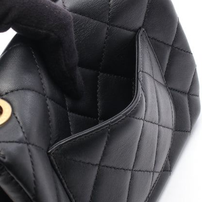 ミニ フラップ バッグ マトラッセ チェーンショルダーバッグ レザー ブラック ゴールド金具 シャネル バッグ CHANEL