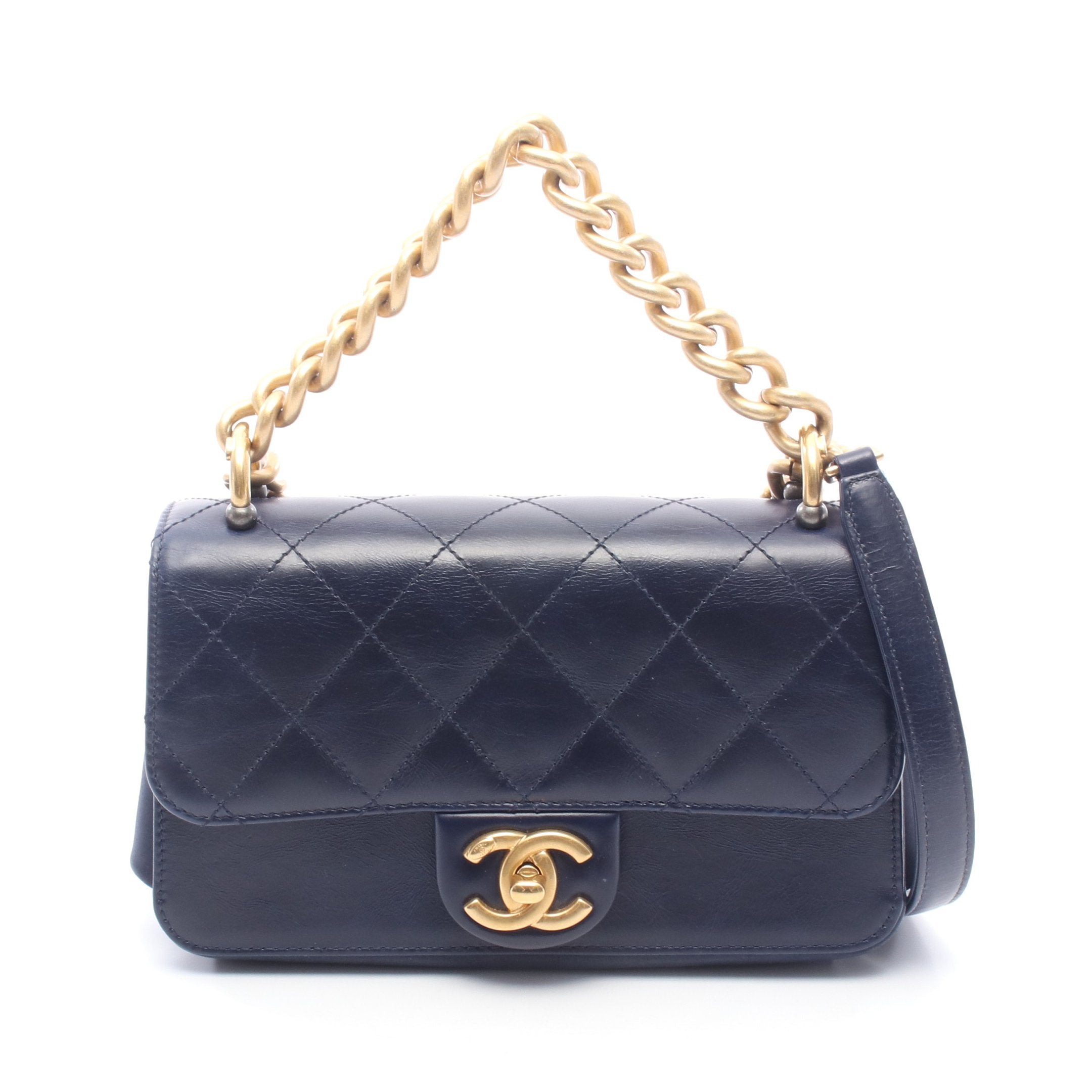 美品☆　シャネル　ショルダーバッグ　マトラッセ　ネイビー CHANEL シャネル マトラッセ ショルダーバッグ ラムスキン ネイビー
