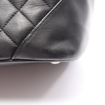 カンボンライン ラージ ショルダーバッグ トートバッグ レザー エナメルレザー ブラック シルバー金具 シャネル バッグ CHANEL