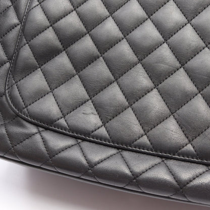 カンボンライン ラージ ショルダーバッグ トートバッグ レザー エナメルレザー ブラック シルバー金具 シャネル バッグ CHANEL
