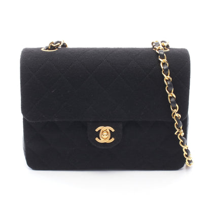 ミニマトラッセ20 チェーンショルダーバッグ コットンジャージ ラムスキン ブラック ゴールド金具 シャネル バッグ CHANEL