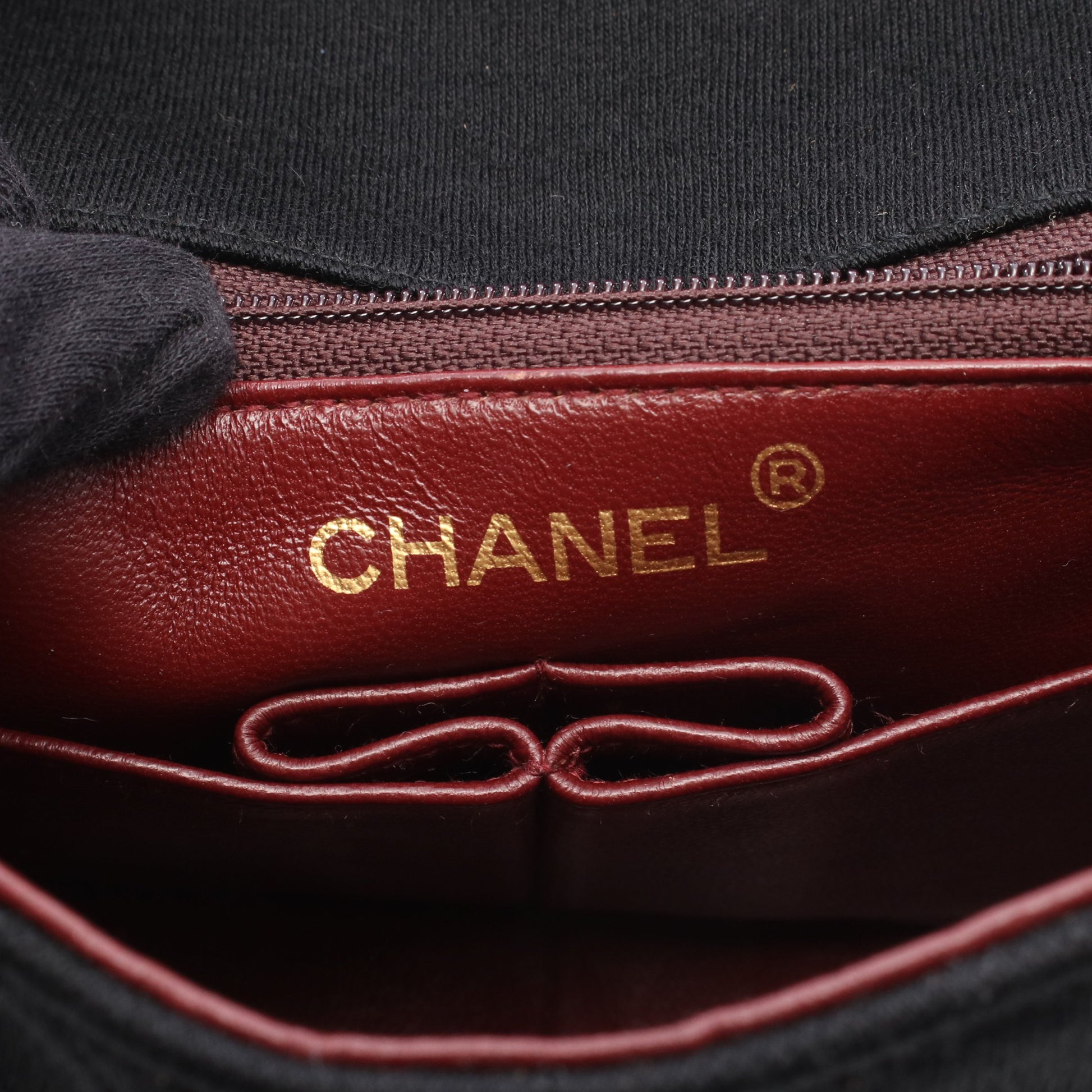 ミニマトラッセ20 チェーンショルダーバッグ コットンジャージ ラムスキン ブラック ゴールド金具 シャネル バッグ CHANEL