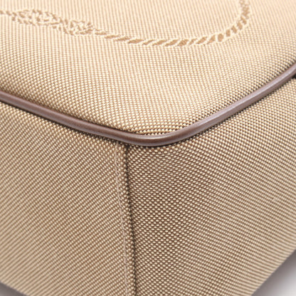 LOGO JACQUARD ショルダーバッグ キャンバス レザー グレーブラウン ダークブラウン プラダ バッグ PRADA