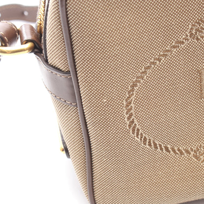 LOGO JACQUARD ショルダーバッグ キャンバス レザー グレーブラウン ダークブラウン プラダ バッグ PRADA
