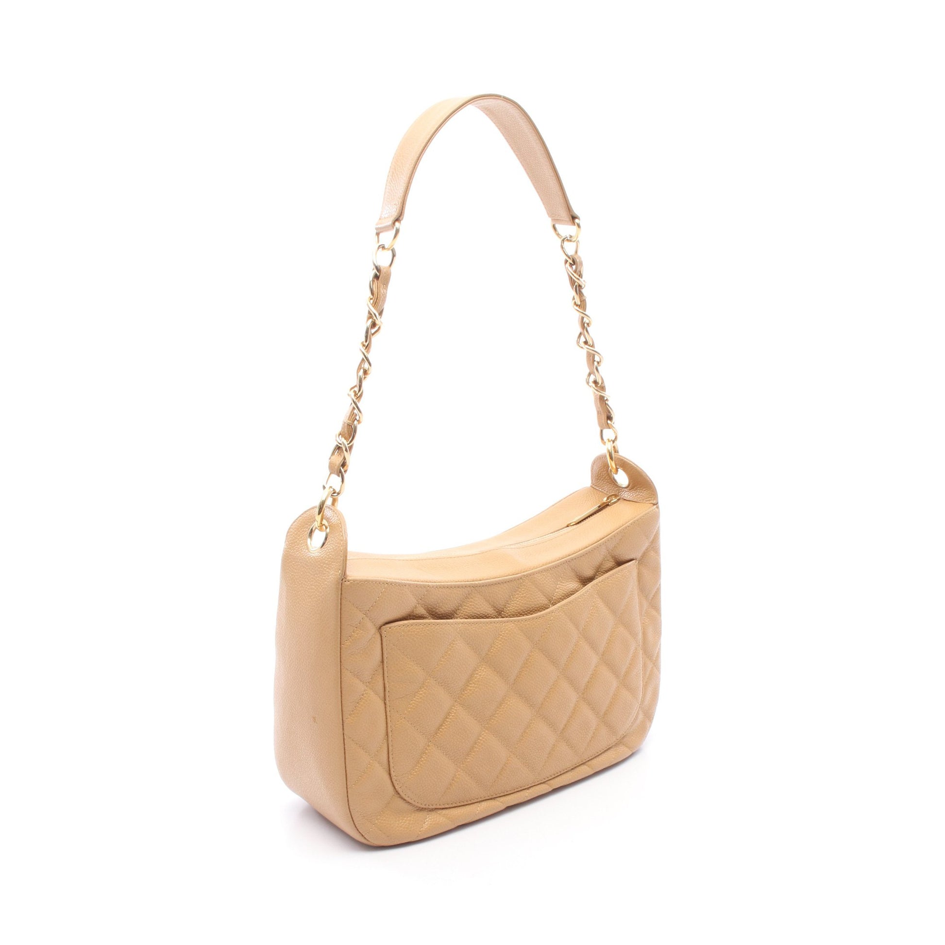 マトラッセ チェーンショルダーバッグ ワンショルダーバッグ キャビアスキン ベージュ ゴールド金具 シャネル バッグ CHANEL