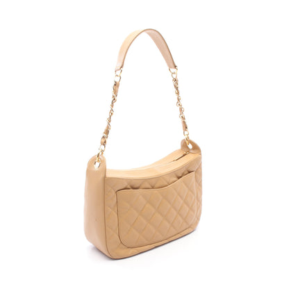 マトラッセ チェーンショルダーバッグ ワンショルダーバッグ キャビアスキン ベージュ ゴールド金具 シャネル バッグ CHANEL