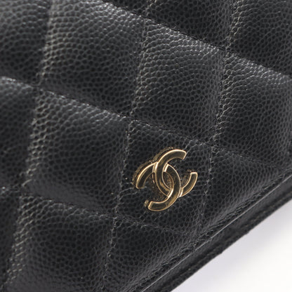 マトラッセ ミニ チェーンウォレット キャビアスキン ブラック ゴールド金具 シャネル バッグ CHANEL