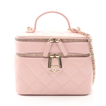 マトラッセ バニティ 2WAY チェーンショルダーバッグ レザー ライトピンク ゴールド金具 シャネル バッグ CHANEL
