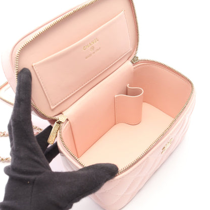 マトラッセ バニティ 2WAY チェーンショルダーバッグ レザー ライトピンク ゴールド金具 シャネル バッグ CHANEL