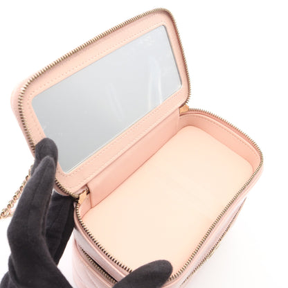 マトラッセ バニティ 2WAY チェーンショルダーバッグ レザー ライトピンク ゴールド金具 シャネル バッグ CHANEL