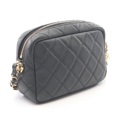 マトラッセ チェーンショルダーバッグ キャビアスキン グレー ゴールド金具 シャネル バッグ CHANEL