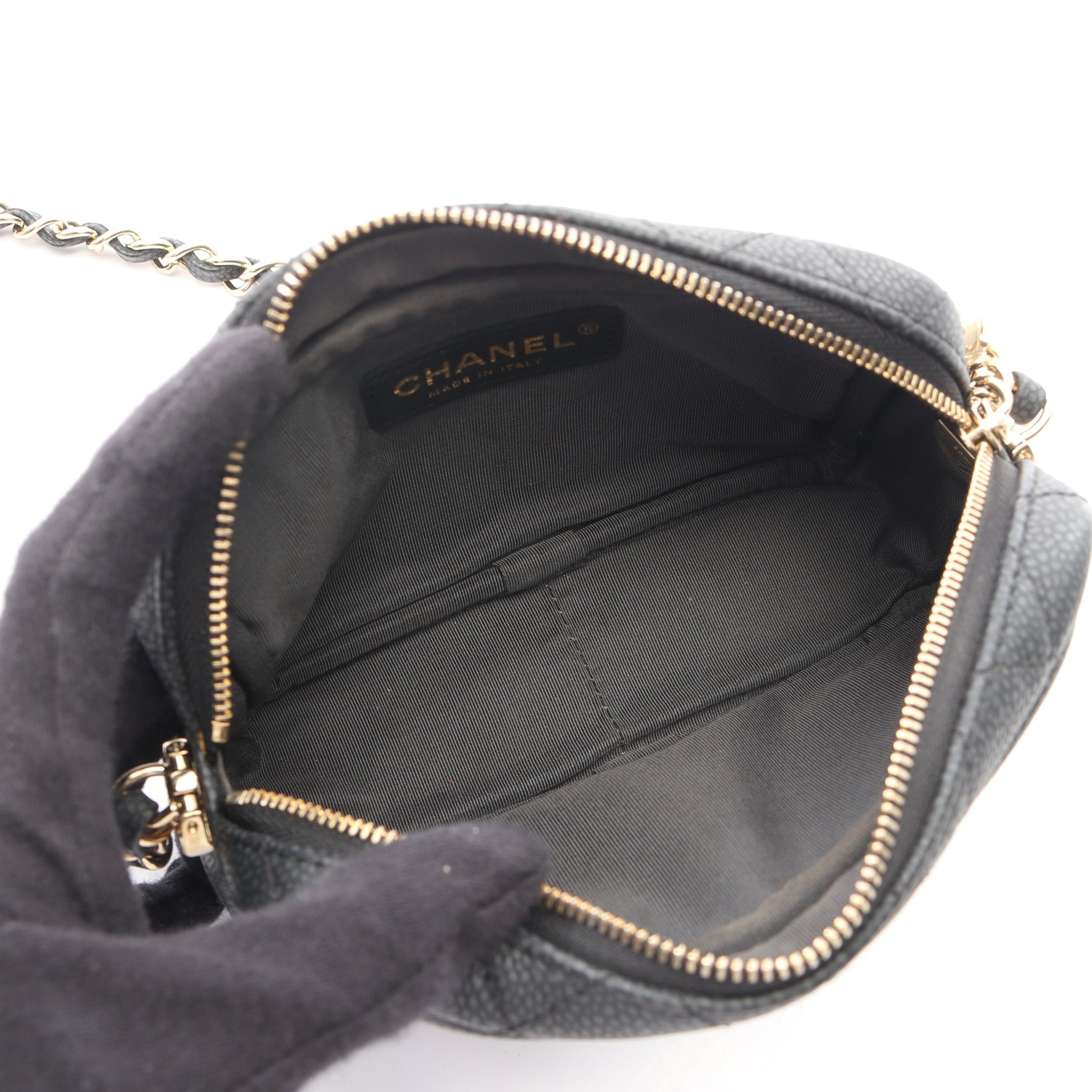 マトラッセ チェーンショルダーバッグ キャビアスキン グレー ゴールド金具 シャネル バッグ CHANEL