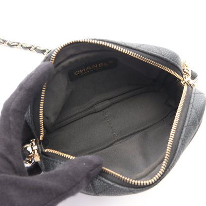 マトラッセ チェーンショルダーバッグ キャビアスキン グレー ゴールド金具 シャネル バッグ CHANEL
