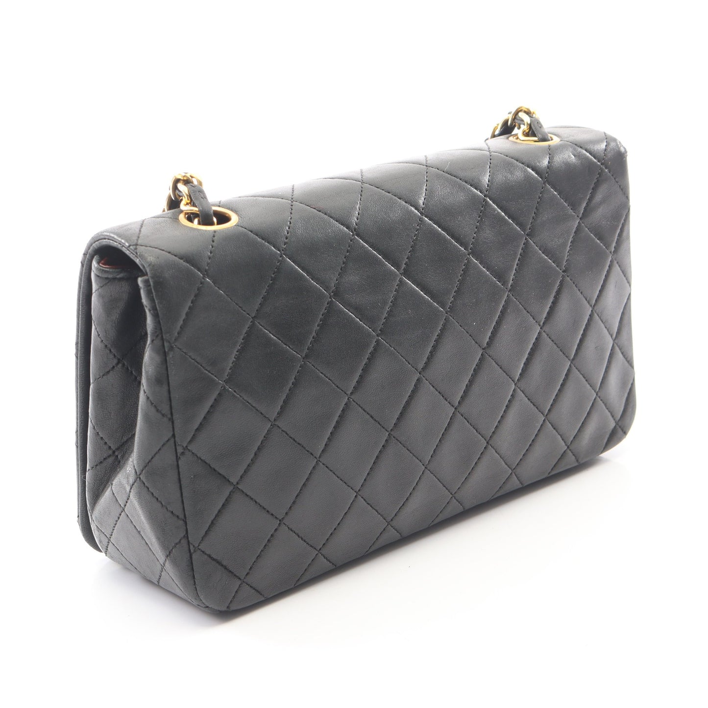 フルフラップ マトラッセ チェーンショルダーバッグ ラムスキン ブラック ゴールド金具 シャネル バッグ CHANEL