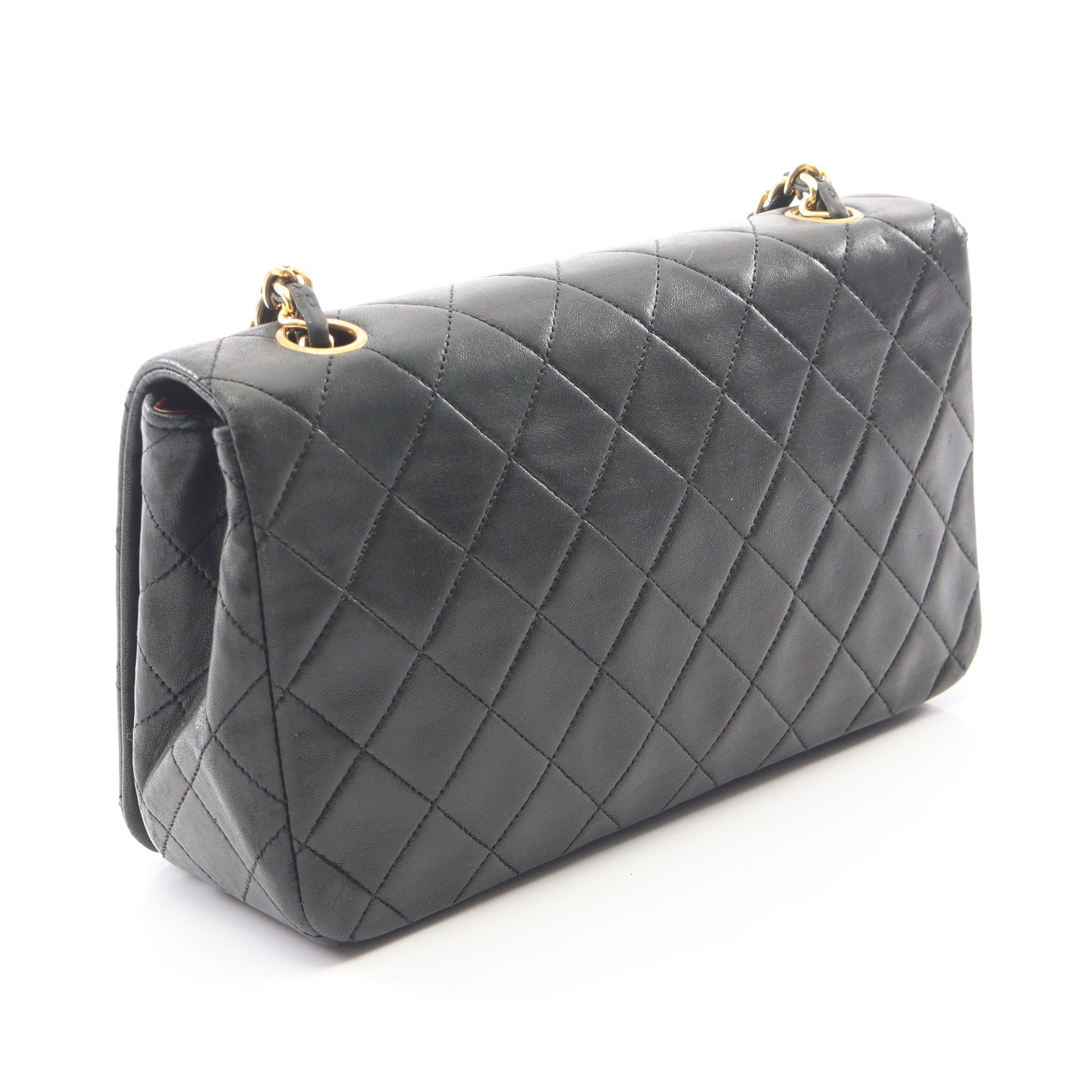 フルフラップ マトラッセ チェーンショルダーバッグ ラムスキン ブラック ゴールド金具 シャネル バッグ CHANEL
