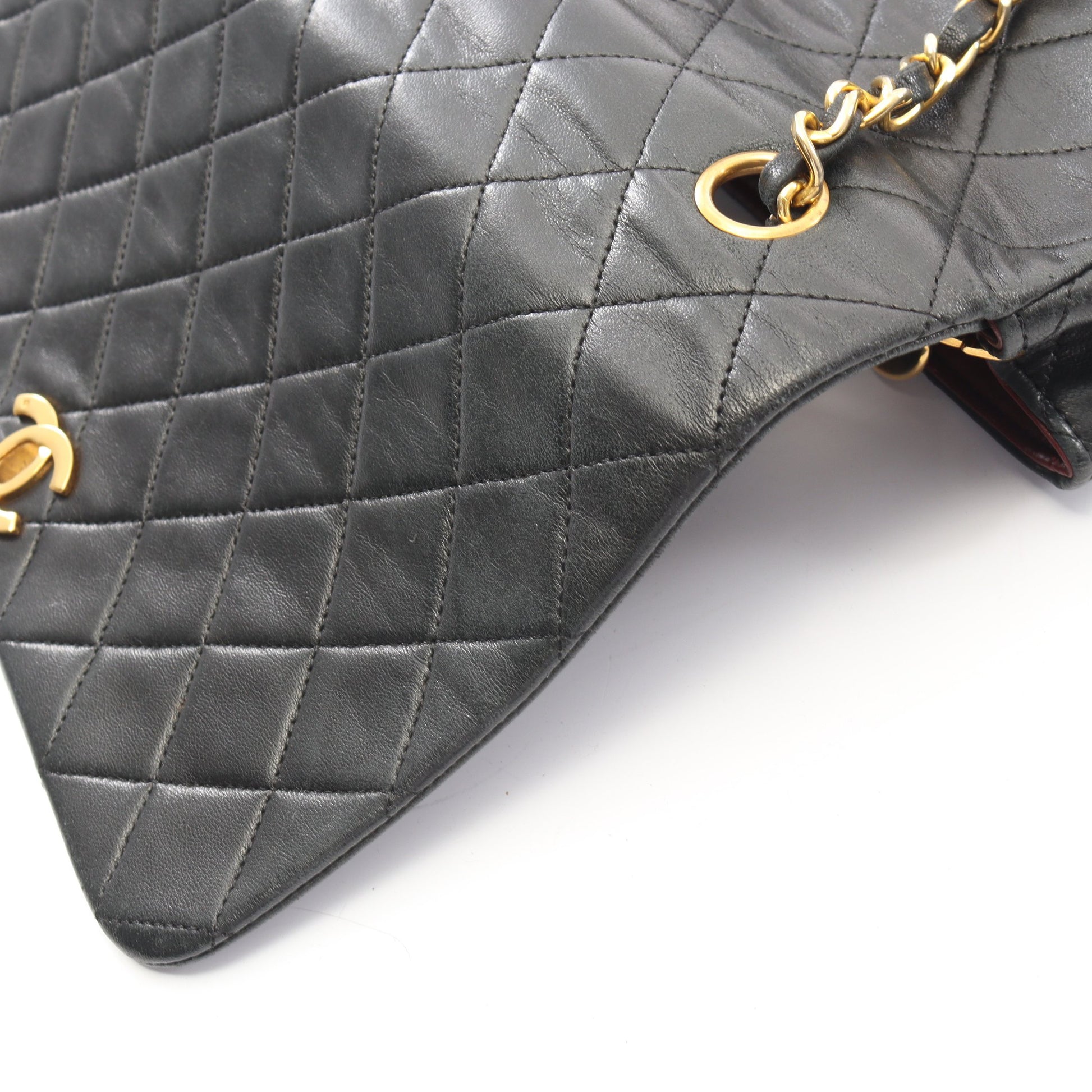 フルフラップ マトラッセ チェーンショルダーバッグ ラムスキン ブラック ゴールド金具 シャネル バッグ CHANEL