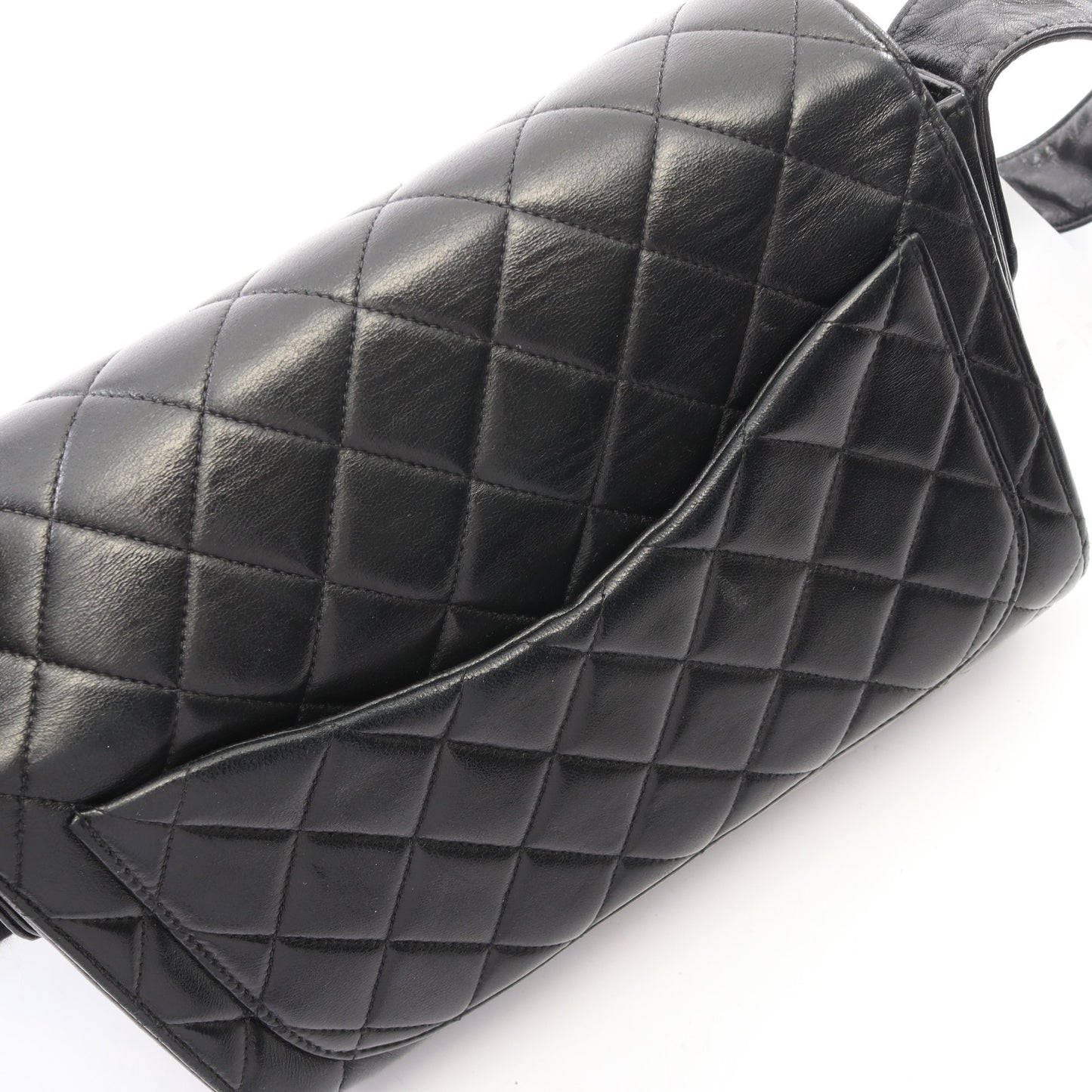 マトラッセ ショルダーバッグ ラムスキン ブラック ゴールド金具 ヴィンテージ シャネル バッグ CHANEL
