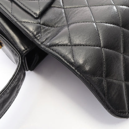マトラッセ ショルダーバッグ ラムスキン ブラック ゴールド金具 ヴィンテージ シャネル バッグ CHANEL