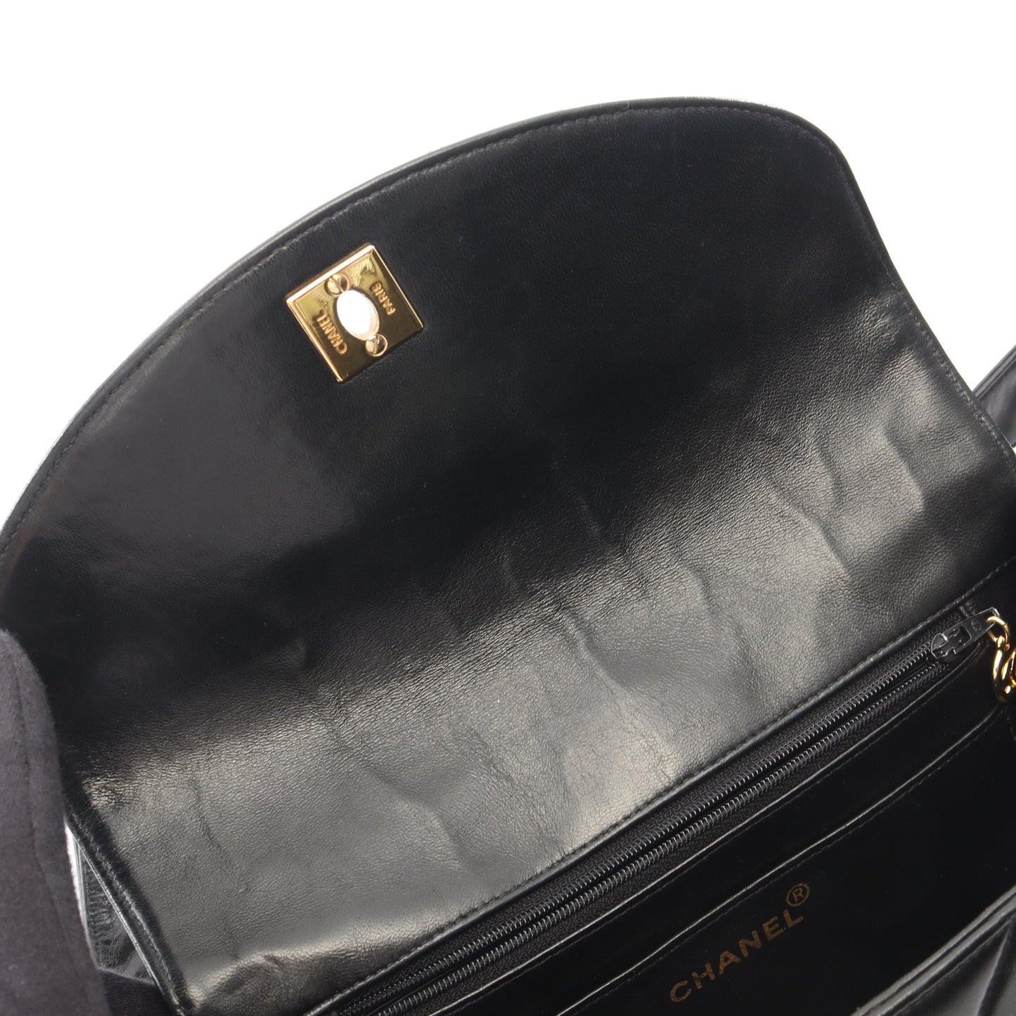 マトラッセ ショルダーバッグ ラムスキン ブラック ゴールド金具 ヴィンテージ シャネル バッグ CHANEL