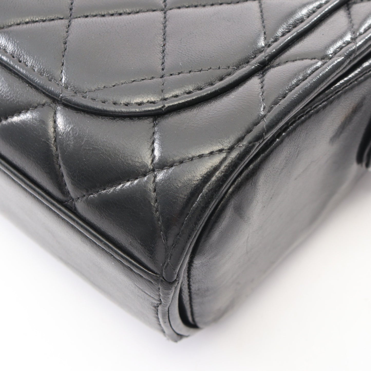 マトラッセ ショルダーバッグ ラムスキン ブラック ゴールド金具 ヴィンテージ シャネル バッグ CHANEL