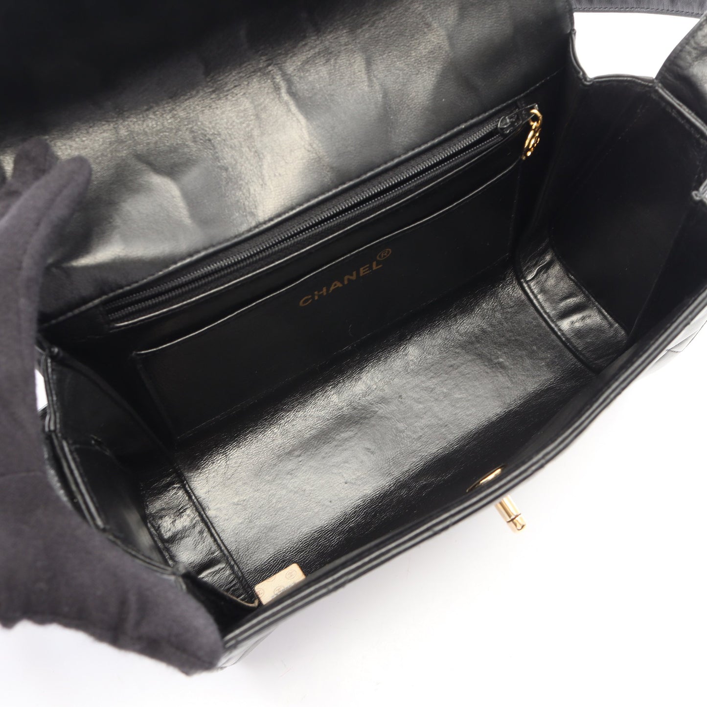 マトラッセ ショルダーバッグ ラムスキン ブラック ゴールド金具 ヴィンテージ シャネル バッグ CHANEL