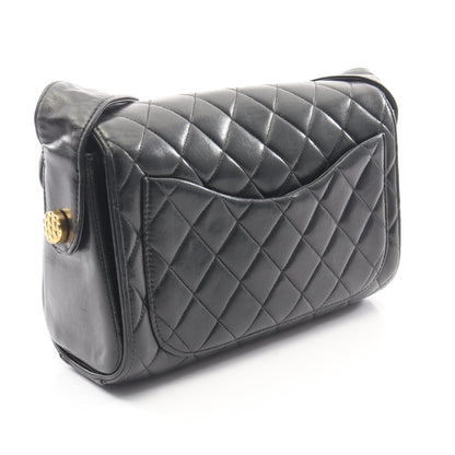 マトラッセ ショルダーバッグ ラムスキン ブラック ゴールド金具 ヴィンテージ シャネル バッグ CHANEL