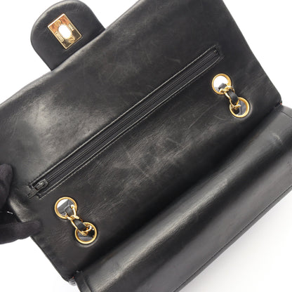 マトラッセ Wフラップ Wチェーンショルダーバッグ ラムスキン ブラック ゴールド金具 ヴィンテージ シャネル バッグ CHANEL