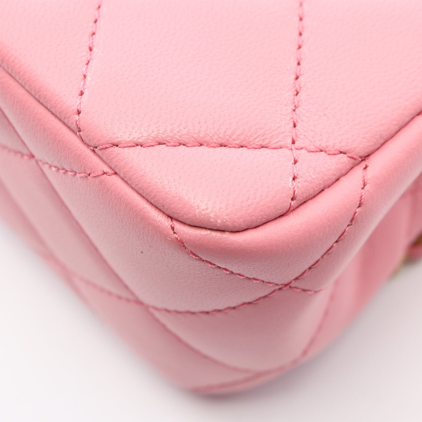 マトラッセトップハンドル フラップ 2WAY チェーンショルダーバッグ ラムスキン ピンク ゴールド金具 シャネル バッグ CHANEL