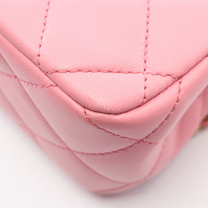 マトラッセトップハンドル フラップ 2WAY チェーンショルダーバッグ ラムスキン ピンク ゴールド金具 シャネル バッグ CHANEL