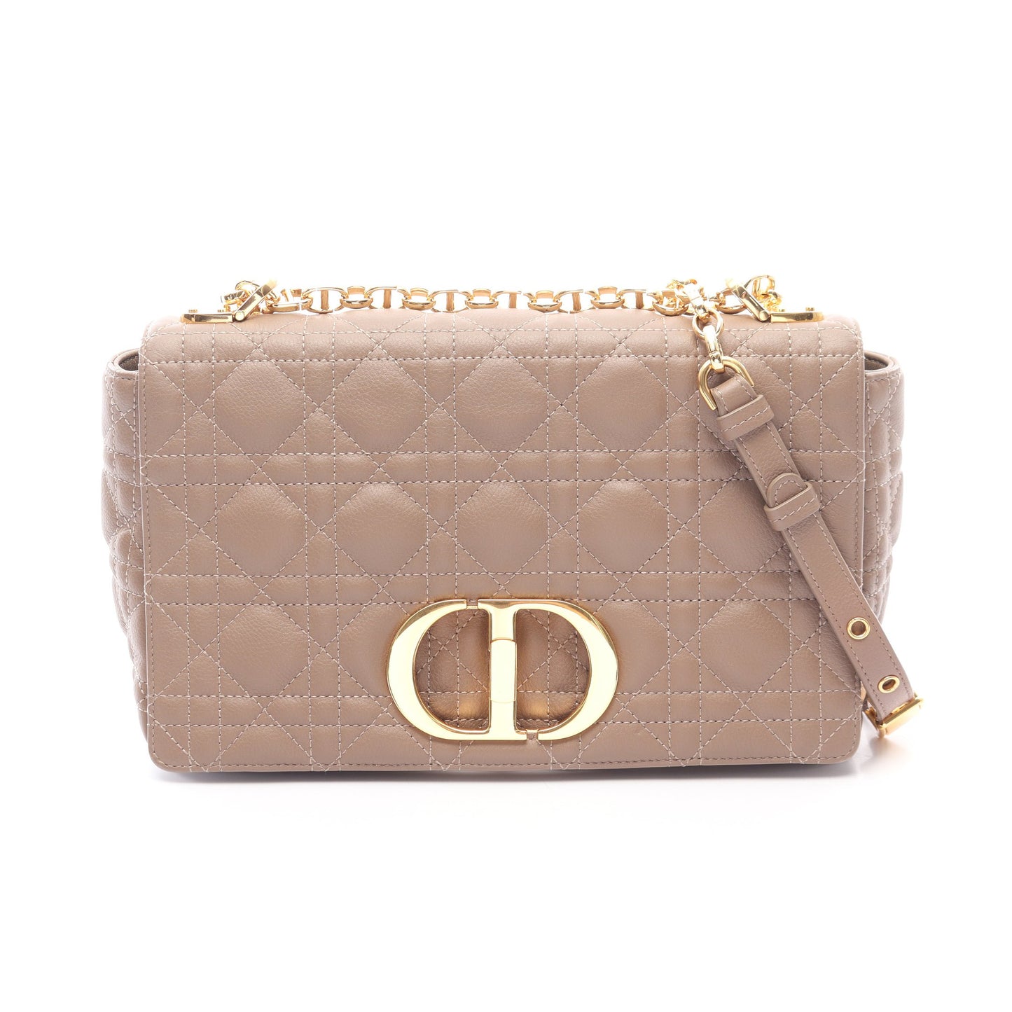 CARO カロ ミディアム カナージュ チェーンショルダーバッグ レザー グレーブラウン クリスチャンディオール バッグ Christian Dior