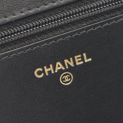 カメリア チェーンウォレット キャビアスキン ブラック ゴールド金具 シャネル バッグ CHANEL