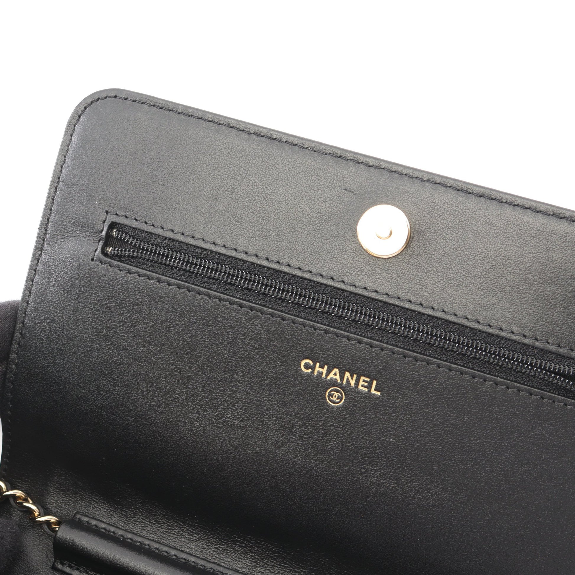 カメリア チェーンウォレット キャビアスキン ブラック ゴールド金具 シャネル バッグ CHANEL
