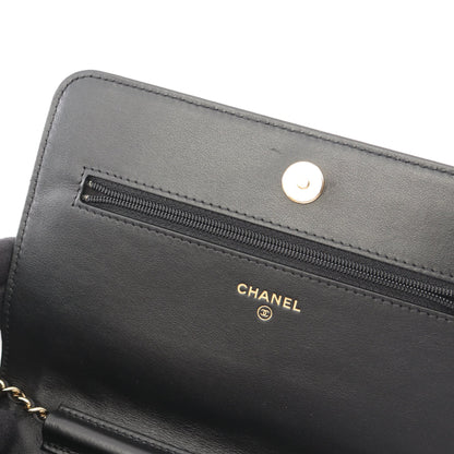 カメリア チェーンウォレット キャビアスキン ブラック ゴールド金具 シャネル バッグ CHANEL