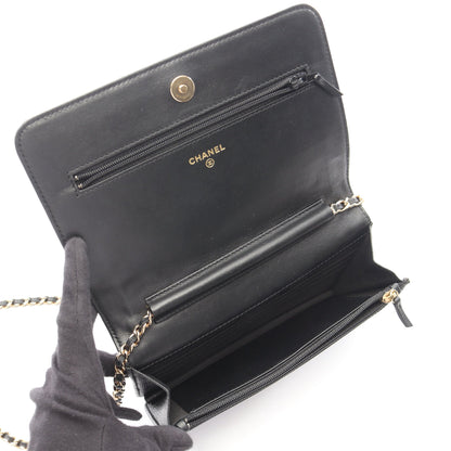 カメリア チェーンウォレット キャビアスキン ブラック ゴールド金具 シャネル バッグ CHANEL