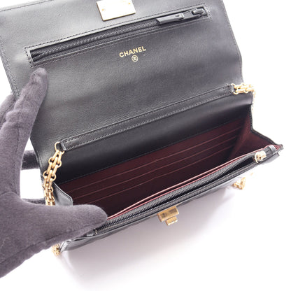 2.55 マトラッセ チェーンウォレット エイジドカーフスキン ブラック ゴールド金具 シャネル バッグ CHANEL