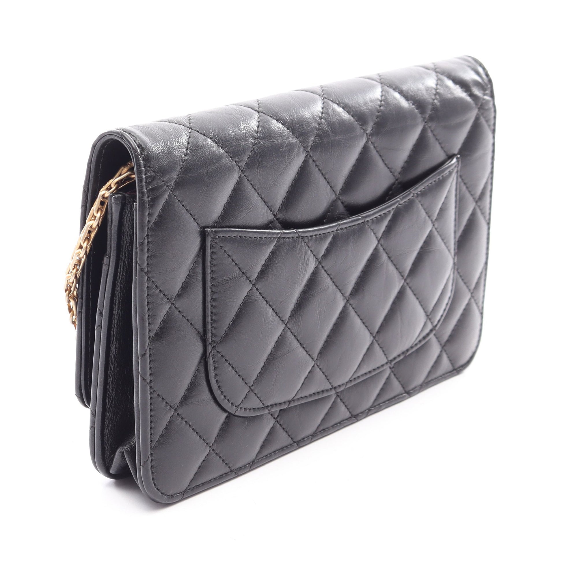 2.55 マトラッセ チェーンウォレット エイジドカーフスキン ブラック ゴールド金具 シャネル バッグ CHANEL
