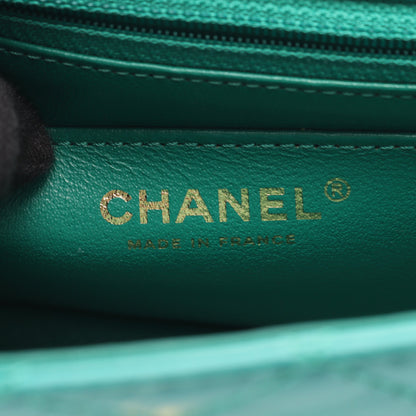 2.55 Wチェーンショルダーバッグ エイジドカーフスキン グリーン ゴールド金具 シャネル バッグ CHANEL