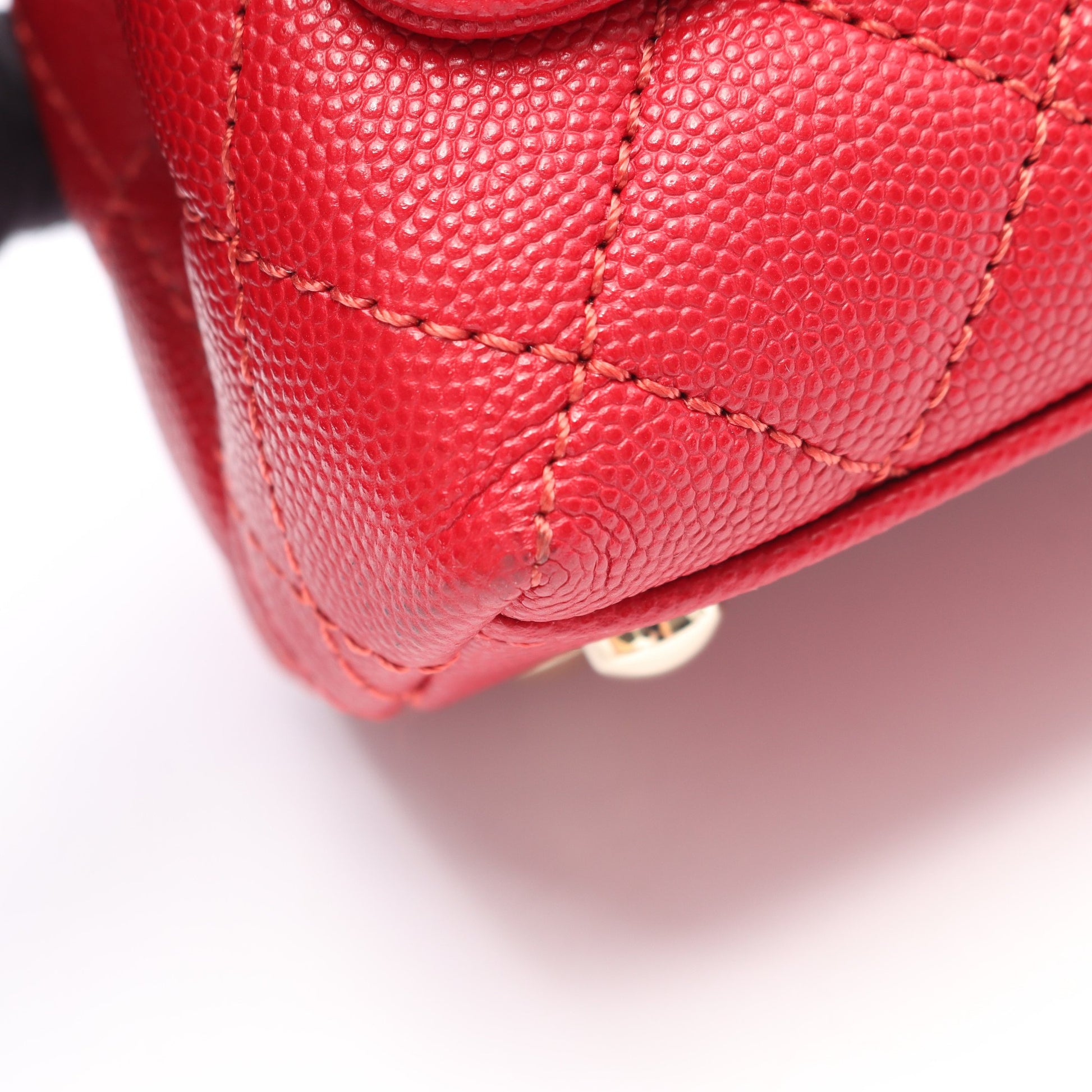 ココハンドルXXS トップハンドル 2WAY ハンドバッグ キャビアスキン レッド ゴールド金具 シャネル バッグ CHANEL