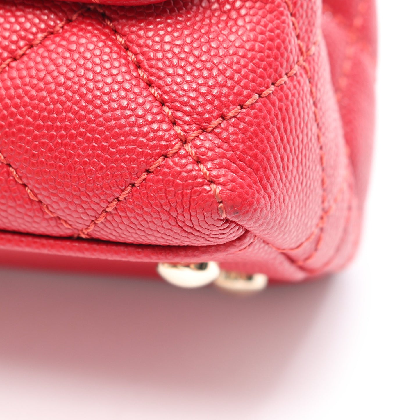 ココハンドルXXS トップハンドル 2WAY ハンドバッグ キャビアスキン レッド ゴールド金具 シャネル バッグ CHANEL